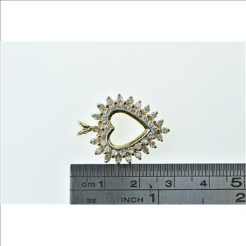 14K 0.95 Ctw Diamond Cluster Heart Love Symbol Yellow Gold Pendant