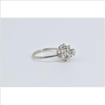 14K 0.95 Ctw Diamond Round Halo Engagement White Gold Ring, Size 6.25
