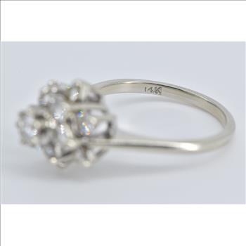 14K 0.95 Ctw Diamond Round Halo Engagement White Gold Ring, Size 6.25