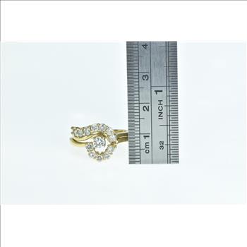 14K 0.95 Ctw Diamond Swirl Engagement Set Yellow Gold Ring, Size 6.75