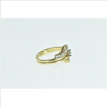 14K 0.95 Ctw Diamond Swirl Engagement Set Yellow Gold Ring, Size 6.75
