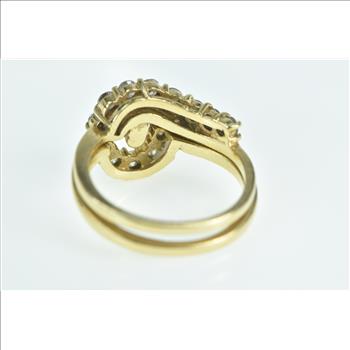 14K 0.95 Ctw Diamond Swirl Engagement Set Yellow Gold Ring, Size 6.75