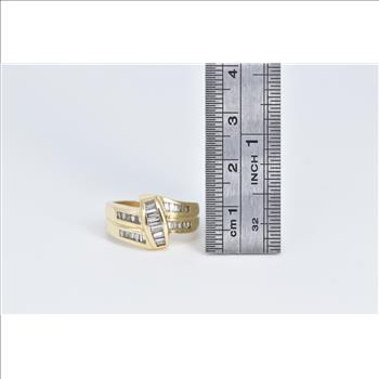 14K 0.96 Ctw Baguette Natural Diamond Freeform Yellow Gold Ring, Size 6.5