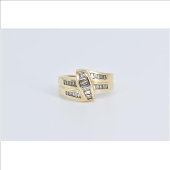 14K 0.96 Ctw Baguette Natural Diamond Freeform Yellow Gold Ring, Size 6.5