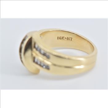 14K 0.96 Ctw Baguette Natural Diamond Freeform Yellow Gold Ring, Size 6.5