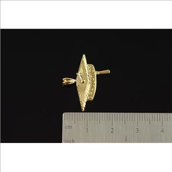 14K 0.9g Graduation Hat Cap High School College Ceremony Yellow Gold Charm/Pendant