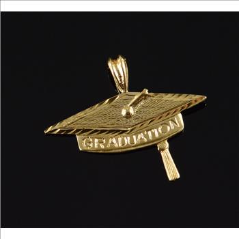 14K 0.9g Graduation Hat Cap High School College Ceremony Yellow Gold Charm/Pendant