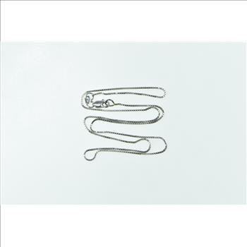 14K 0.9mm Square Link Classic Vintage Box Chain White Gold Necklace 16