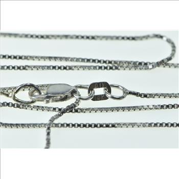 14K 0.9mm Square Link Classic Vintage Box Chain White Gold Necklace 16