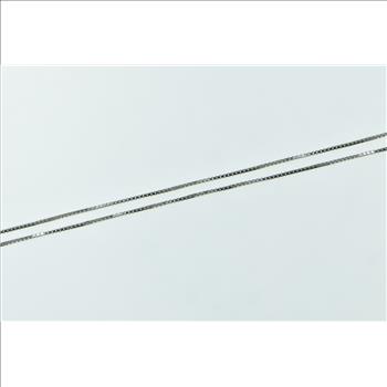 14K 0.9mm Square Link Classic Vintage Box Chain White Gold Necklace 16