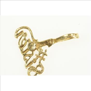 14K #1 Number One Sister Cursive Word Cut Out Yellow Gold Charm/Pendant