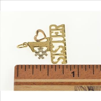 14K #1 Sister Number One Sibling Word Yellow Gold Charm/Pendant