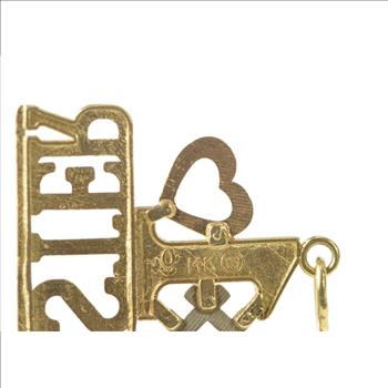 14K #1 Sister Number One Sibling Word Yellow Gold Charm/Pendant