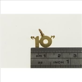 14K 10 Number Ten Good Luck Perfect Score Yellow Gold Charm/Pendant