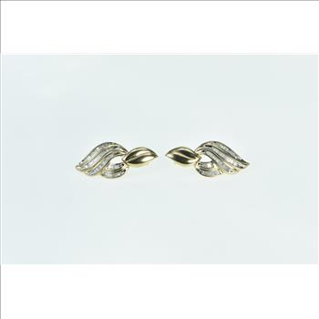 14K 1.00 Ctw Baguette Diamond Flame Dangle Yellow Gold Earrings