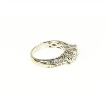 14K 1.00 Ctw Diamond Classic Three Engagement White Gold Ring, Size 4.5