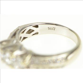 14K 1.00 Ctw Diamond Classic Three Engagement White Gold Ring, Size 4.5