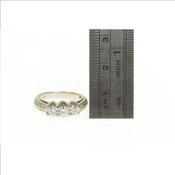 14K 1.00 Ctw Diamond Classic Three Engagement White Gold Ring, Size 4.5