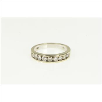 14K 1.00 Ctw Diamond Classic Wedding Band White Gold Ring, Size 9