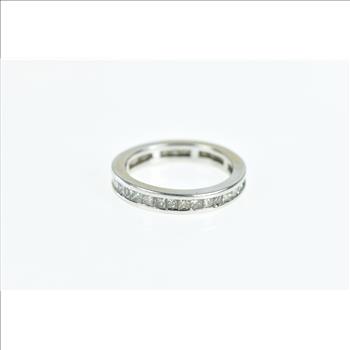 14K 1.00 Ctw Diamond Eternity Wedding Band White Gold Ring, Size 6