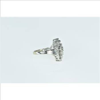 14K 1.00 Ctw Diamond Freeform Cluster Bypass White Gold Ring, Size 3.75