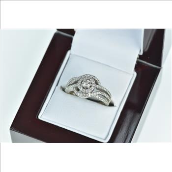 14K 0.30 Ctw Diamond Swirl Engagement Bypass White Gold Ring, Size 5.25 | Property Room