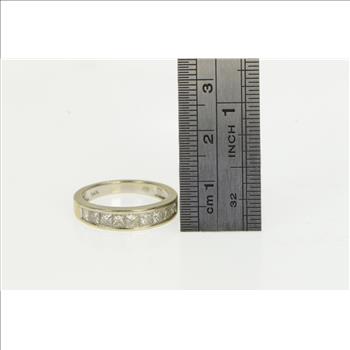14K 1.00 Ctw Diamond Princess Wedding Band White Gold Ring, Size 7