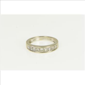 14K 1.00 Ctw Diamond Princess Wedding Band White Gold Ring, Size 7
