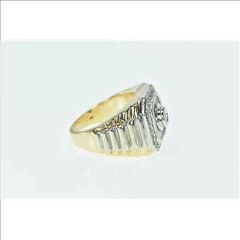 14K 1.00 Ctw Diamond Squared Cluster Statement Yellow Gold Ring, Size 7.75