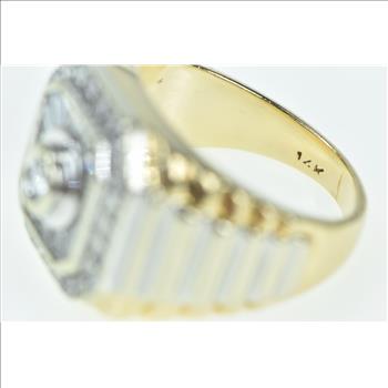 14K 1.00 Ctw Diamond Squared Cluster Statement Yellow Gold Ring, Size 7.75