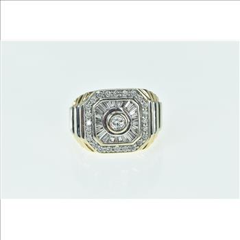 14K 1.00 Ctw Diamond Squared Cluster Statement Yellow Gold Ring, Size 7.75