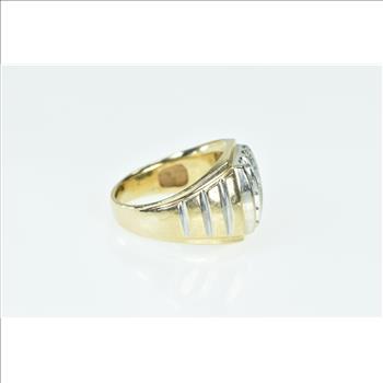 14K 1.00 Ctw Diamond Squared Vintage Men's Yellow Gold Ring, Size 9