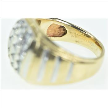 14K 1.00 Ctw Diamond Squared Vintage Men's Yellow Gold Ring, Size 9
