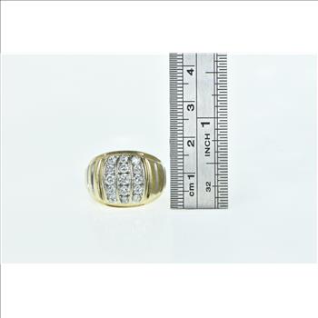 14K 1.00 Ctw Diamond Squared Vintage Men's Yellow Gold Ring, Size 9