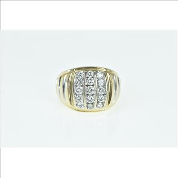 14K 1.00 Ctw Diamond Squared Vintage Men's Yellow Gold Ring, Size 9
