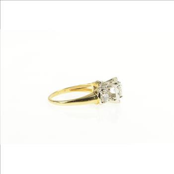 14K 1.00 Ctw Diamond Three Stone Engagement Yellow Gold Ring, Size 6.75