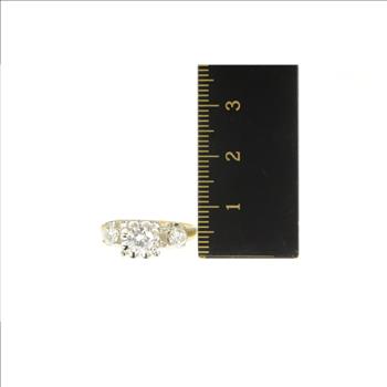 14K 1.00 Ctw Diamond Three Stone Engagement Yellow Gold Ring, Size 6.75