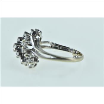 14K 1.00 Ctw Diamond Vintage Cluster Bypass White Gold Ring, Size 6