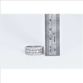 14K 1.00 Ctw Geometric Diamond Encrusted Statement White Gold Ring, Size 7.25