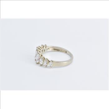 14K 1.00 Ctw Marquise Diamond Graduated Fashion White Gold Ring, Size 6