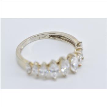 14K 1.00 Ctw Marquise Diamond Graduated Fashion White Gold Ring, Size 6