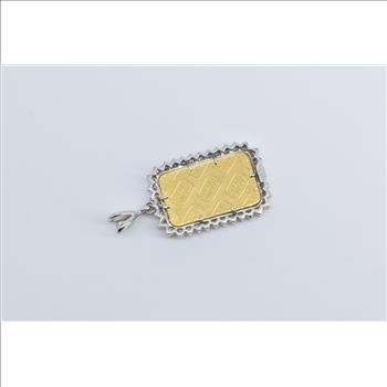 14K 1.00 Ctw Natural Diamond 5g Solid 24k Gold Bar Yellow Gold Pendant