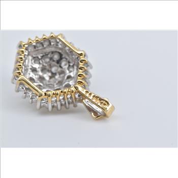 14K 1.00 Ctw Natural Diamond Honeycomb Cluster Yellow Gold Pendant