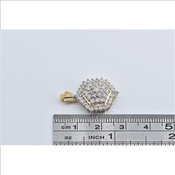 14K 1.00 Ctw Natural Diamond Honeycomb Cluster Yellow Gold Pendant