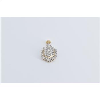 14K 1.00 Ctw Natural Diamond Honeycomb Cluster Yellow Gold Pendant