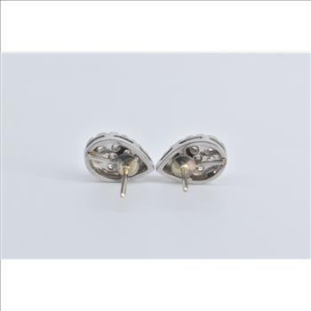 14K 1.00 Ctw Natural Diamond Teardrop Pear Stud White Gold Earrings