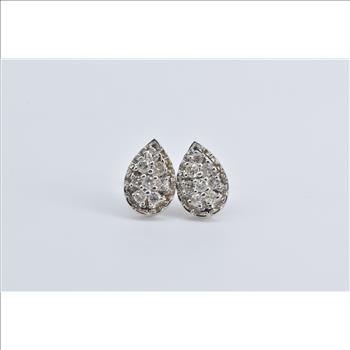 14K 1.00 Ctw Natural Diamond Teardrop Pear Stud White Gold Earrings