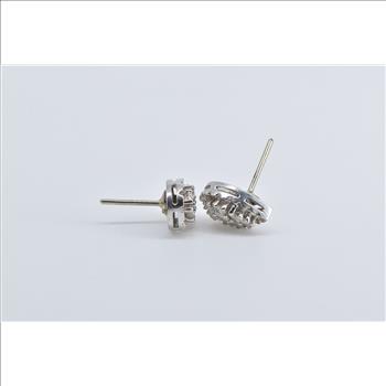 14K 1.00 Ctw Natural Diamond Teardrop Pear Stud White Gold Earrings