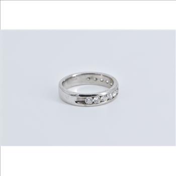 14K 1.00 Ctw Natural Diamond Wedding Band White Gold Ring, Size 7