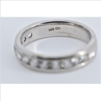 14K 1.00 Ctw Natural Diamond Wedding Band White Gold Ring, Size 7